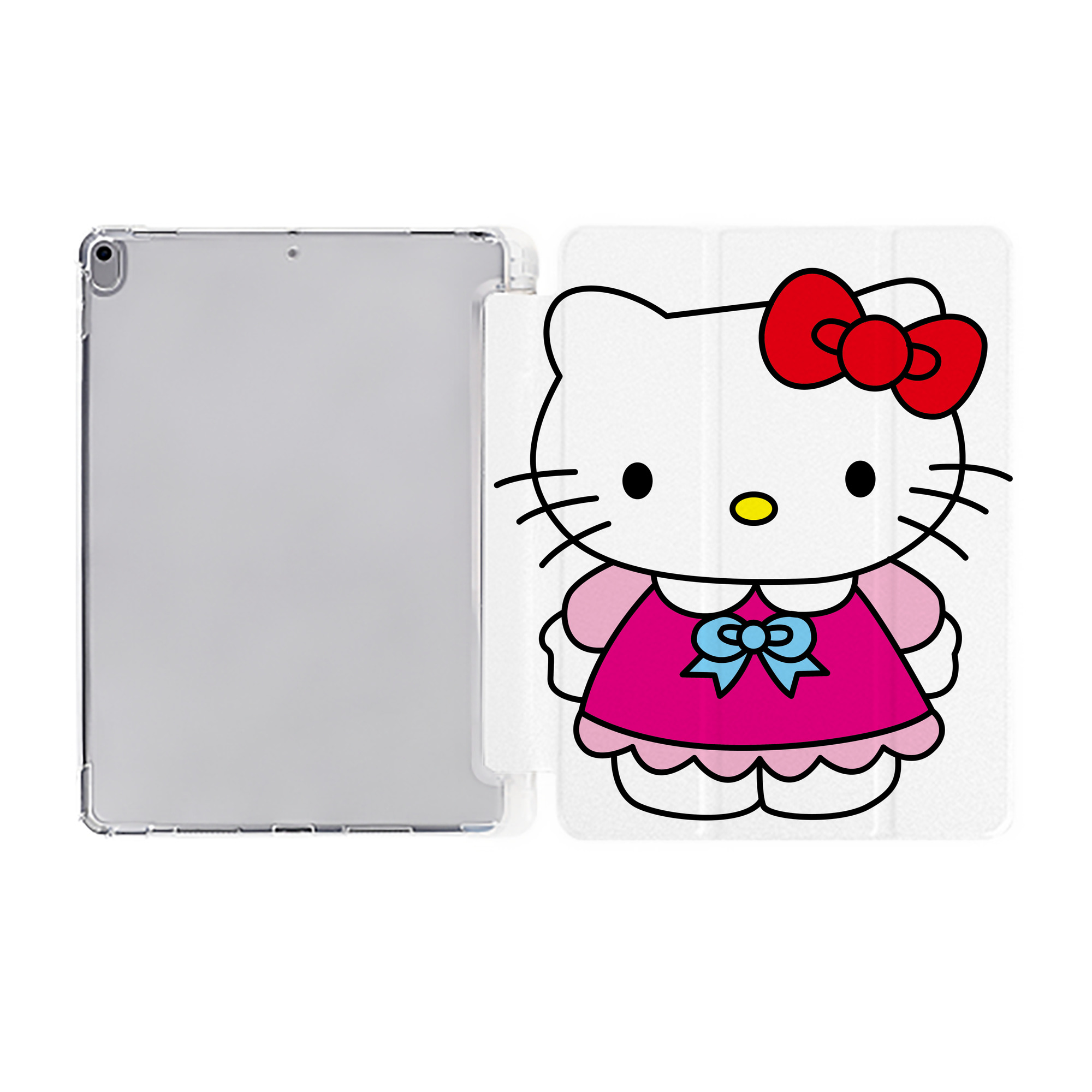 （画像用） Hello Kitty ハローキティ IPad ケース ペン収納付き 三つ折りスタンド PUレザー×シリコン 対応機種9.5/10.5/10.9インチ